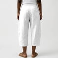 thumbnail image 5 of Zjunqe Capri Linen Barrel Pants for Women Drawstring Wide Leg Cotton Linen Cropped 2026 Casual Loose Summer Beach Vacation Flowy Boho Baggy Palazzo Trousers Wide Leg Barrel Harem Pants White M, 5 of 6