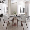 thumbnail image 3 of LeisureMod Bristol 27" Round Dining Table with Sintered Stone Top and Walnut Steel Pedestal Base for Modern Kitchen and Dining Room, 3 of 7