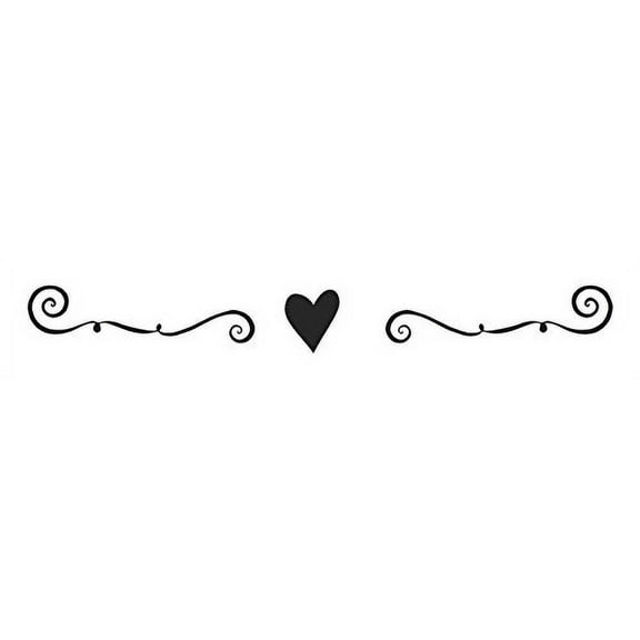 Wall Decal Art, Swirl with Heart Design Home Decor Vinyl Sticker, Black, 20x2.5-Inch