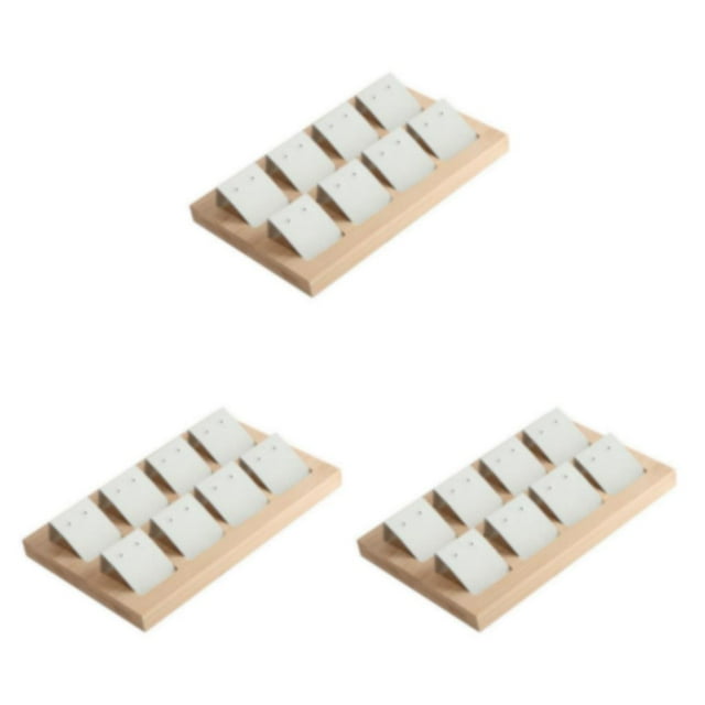 Maytalsory Rustic Wood Earring Card Holder with Tray for Jewelry Display Showcasing Collection 8 Pair White 3Set