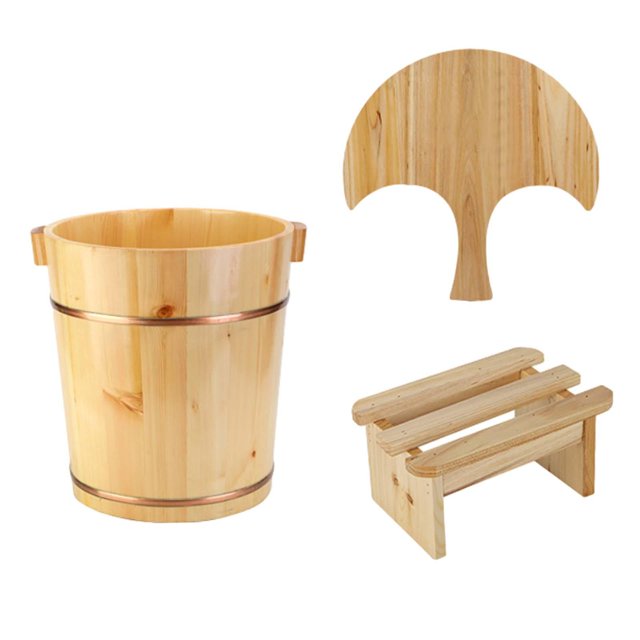 Bañera de remojo para pies, pedicura, baño de pies, hecho a mano, barril de madera, baño de pies con taburete estilo B