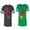 Men Navy / Women Green, variant on Heart Key Lock Unisex Couple Matching Cotton Jersey style T-Shirt Contrasting stripes on sleeves (Men Navy / Women Black) (Men S / Women S)