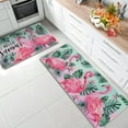thumbnail image 2 of Hello Summer Flamingo Bird Kitchen Rugs Set of 2, Tropical Palm Leaves Monstera Kitchen Mats Decor, Hawaii Plant Seasonal Floor Door Mat Home Decorations -17x29 and 17x47 Inch, 2 of 6