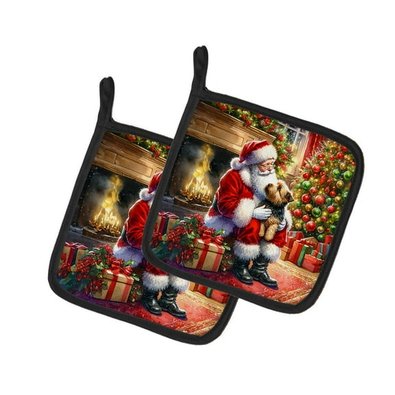 Carolines Treasures DAC4144PTHD 7.5 x 7.5 in. Norfolk Terrier & Santa Claus Pot Holders - Set of 2