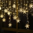 thumbnail image 2 of OUSITAID Christmas 96LEDs Snowflake Fairy String Curtain Window Light LED Starry Christmas String Lights for Holidays Wedding Party Decor (Warm Light)（Buy 2 Get 1 Free）, 2 of 9