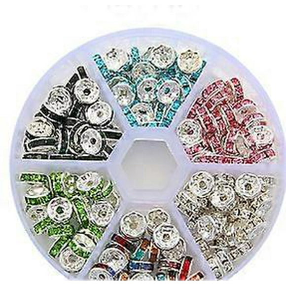 180 pcs New crystal flat edge mixed color iron diamond ring bracelet diy jewelry accessories spacer bead wheel ring loose bead box