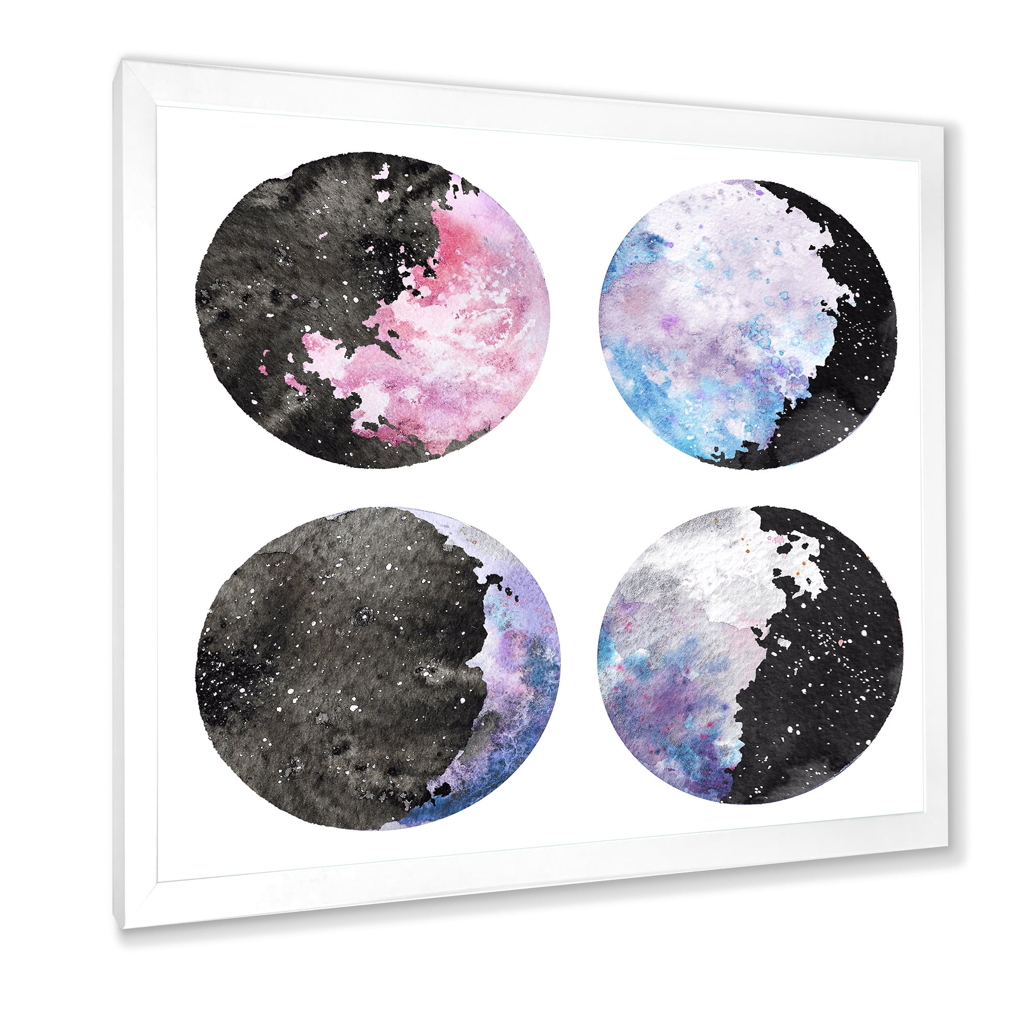 Designart 'Moon Phases With Sky and Stars' Bohemian & Eclectic Framed Art Print