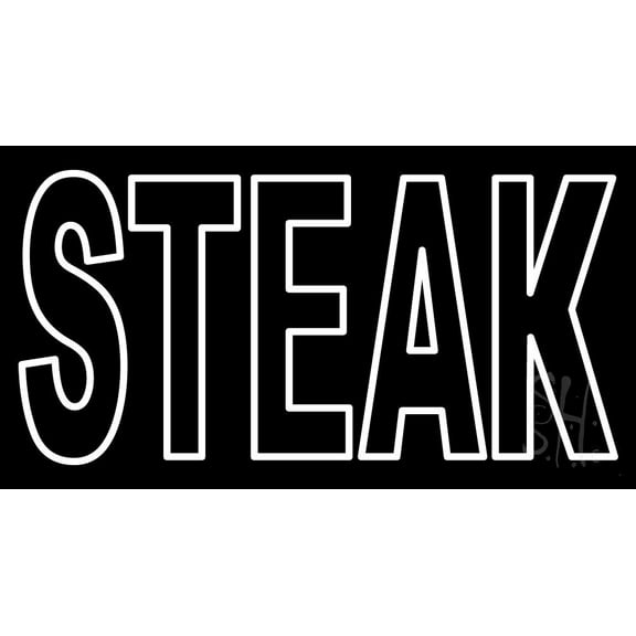 Double Stroke Steak LED Neon Sign 13 x 24 - inches, Clear Edge Cut Acrylic Backing, with Dimmer - Bright and Premium built indoor LED Neon Sign for restaurant window and interior decor.