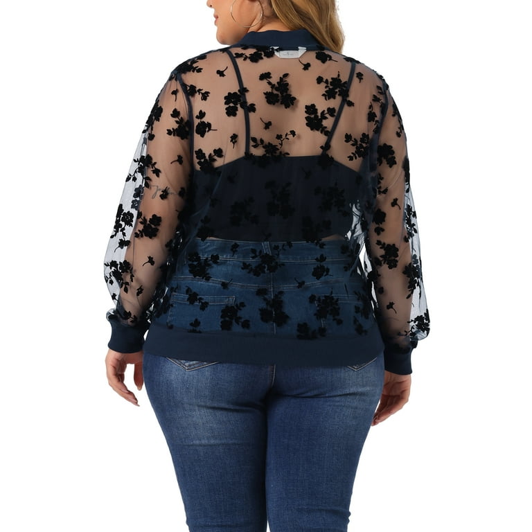 Unique Bargains Women's Plus Size Mesh Sheer Floral Lace Unique Bargains Women's Plus Size Mesh Sheer Floral Lace