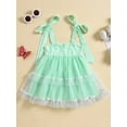 thumbnail image 4 of Musuos Baby Girl Princess Dress 12 18 24M 3 4T Sleeveless Tie Strap Swiss Dots Ruffle Tulle Dress Toddler Summer Outfit, 4 of 10