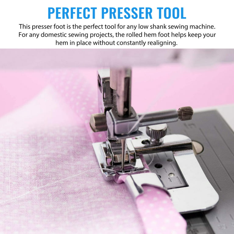 TISEKER 3 Sizes Wide Rolled Hem Pressure Foot Sewing Machine Presser Foot  Hemmer Foot Set 1/2 Inch, 3/4 Inch, 1 Inch for Brother Singer and Other Low