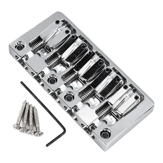 Bass Bridge, Wear Resistant Better Tone and Resonance Sturdy Metal Lightweight Bass Instrument Bridge 5 String for Performance Silver,Black