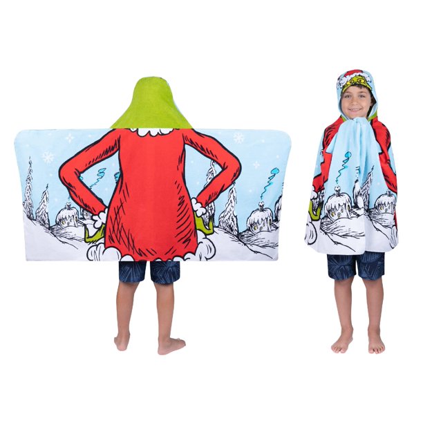 Toalla con capucha Franco Grinch para niños, algodón, 61 x 127 cm