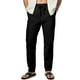 thumbnail image 1 of Pantalones JMIERR para hombre, casual, algodón y lino, cintura elástica, color negro, talla M, 1 of 6