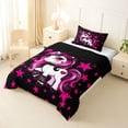 thumbnail image 2 of Erosebridal Unicorn Girls Twin Comforter Sets For Unicorn Lovers,Cute Pink Stars Print Bedding Set For Kids,Reversible Black 2pcs, 2 of 7