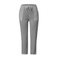 thumbnail image 5 of Women Casual High Waist Pants Drawstring Capri Pants With Pockets Wide Leg Cropped Pants For Women Pants for Women Work Casual Short Womens Work Pants Business Casual Soft Sweatpants for Women Womens, 5 of 5