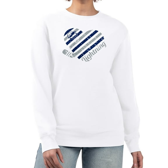Women's G-III 4Her by Carl Banks  White Tampa Bay Lightning Heart Graphic Pullover Sweatshirt