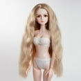 thumbnail image 2 of Peluca de muñeca ligeramente rizada Hugo 23 cm color marrón BJD, 2 of 10