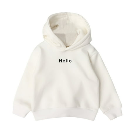GiLiling Toddler Baby Girls Boys Letter Hoodie Sweatshirt Long Sleeve Pullover Top Soft Kids Outwear for Daily Wear (White 4-5 Years)
