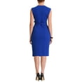 thumbnail image 4 of INSPIRE CHIC Women's Sheath Dress Sleeveless V Neck Wear-to-Work Belt Pencil Dresses Royal Blue XL, 4 of 7