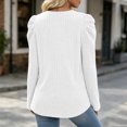 thumbnail image 6 of Ashyfjp Sweaters for Women Casual Solid Color Long Sleeve Crew Neck Puff Shoulder Ribbed Knit Top, Size (S-XXL), 6 of 7