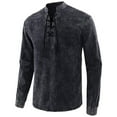thumbnail image 2 of Fesfesfes Long Sleeve Shirt Mens New Style Tie Long Sleeve Top Middle Age Costume Blouse Top Sale Clearance, 2 of 3