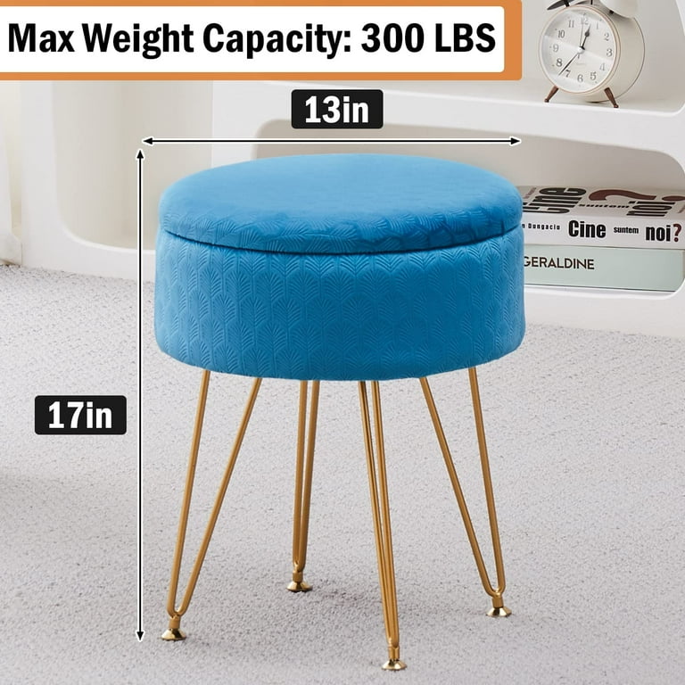 Cpintltr Foot Stool Velvet Storage Ottoman with Removable Lid