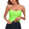 thumbnail image 6 of RELLECIGA Women's Ruched Bandeau Tankini Top Swimsuits, 6 of 9