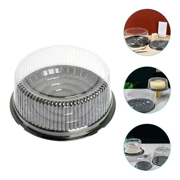 10 Pcs Clear Round Cake Box, Plastic Disposable Clear Cake Container Dome, Plastic Cake Container Portable Carrier for Birthday Wedding Baby Shower Dessert Storage