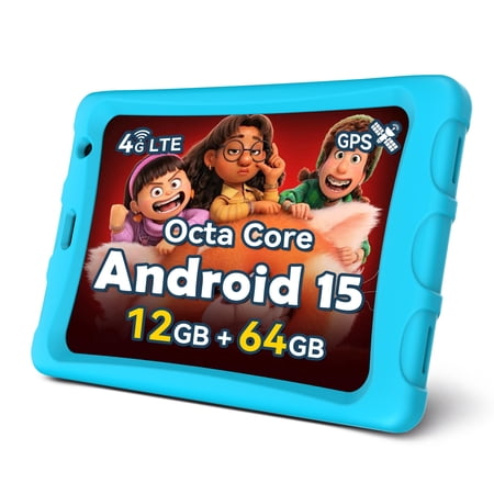 8 Inch Tablet with Sim Card Slot, Unlocked Tablets with 4G LTE, Octa Core, 12GB RAM 64GB ROM 2TB TF Expandable, 5100mAh, WiFi, GPS, Android 15 Tablet with Case, Blue