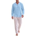 thumbnail image 2 of INSPIRE CHIC Men's Cotton Linen Shirt Long Sleeve Button Down Casual Shirts M Blue, 2 of 6