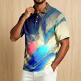 thumbnail image 5 of Men's Tie Dye Polo Shirts Short Sleeve Henley Button T Shirts Summer Vacation Causal Tees, M, 5 of 6