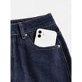 thumbnail image 3 of Womens Dark Wash Denim Mini Skirt, Y2K Style, A-Line Cut, Front Button Closure, 3 of 7