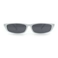 thumbnail image 3 of Womens Classy Think Plastic Narrow Rectangle Cat Eye Mod Fashion Sunglasses White - Black, 3 of 7
