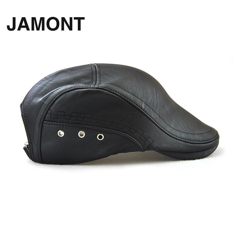 JAMONT Mens Fashion PU Leather Hat,For Autumn and Winter