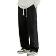 thumbnail image 2 of Men's Cotton Linen Solid Color Casual Trousers, Loose Wide Leg Pants for Spring Summer, Boho Style and Casual Wear,Black,M, 2 of 4