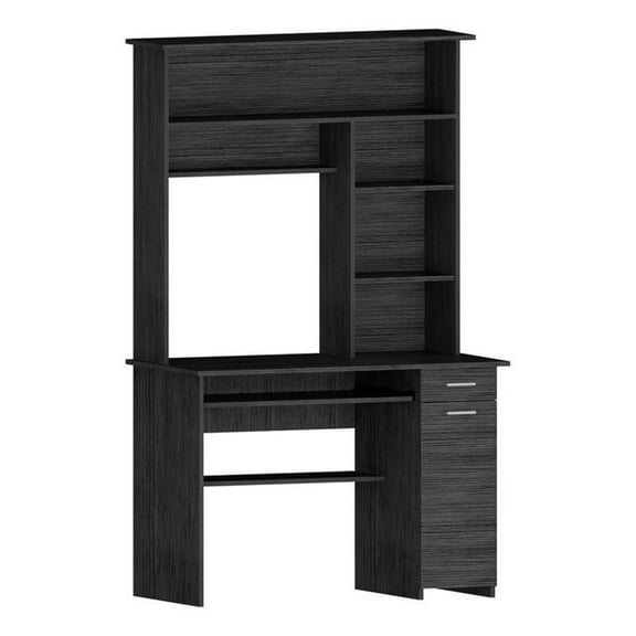 UrbanPro Modern Engineered Wood Desk With Hutch in Charcoal