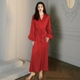 thumbnail image 2 of Pijama de seda de hielo para mujer, camisón de satén de manga larga con plumas y pantalones con tirantes, traje de casa 2658 2659, 2 of 6