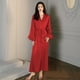 thumbnail image 2 of Pijama de seda de hielo para mujer, camisón de satén de manga larga con plumas y pantalones con tirantes, traje de casa 2658 2659, 2 of 6
