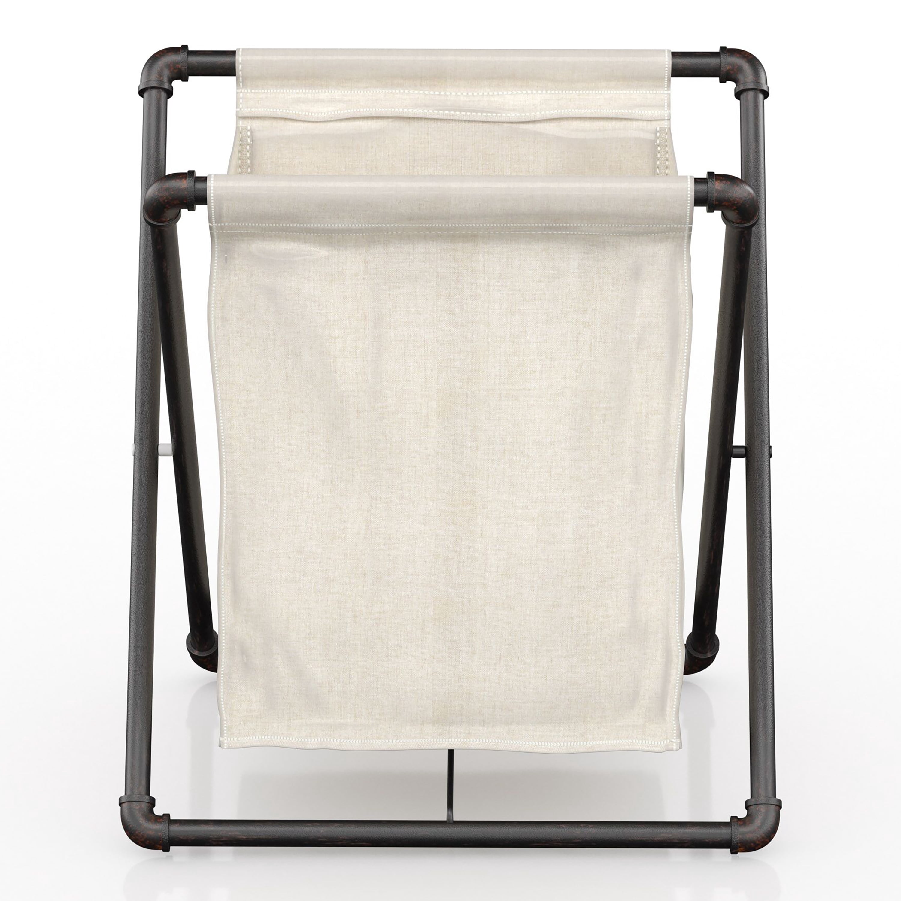Furniture of America Nurle Industrial Laundry Hamper, Sand Black and White