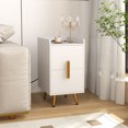 thumbnail image 2 of Costway Table de Chevet avec Station de Recharge Table d'Appoint pour la Maison et le Canapé avec 2 Tiroirs Blanc, 2 of 10