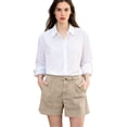 thumbnail image 2 of Women's Pleated Cotton Linen Shorts, High Rise Casual Summer Shorts with Rear Pockets, Soft Breathable Tailored Bottoms, 2 of 7