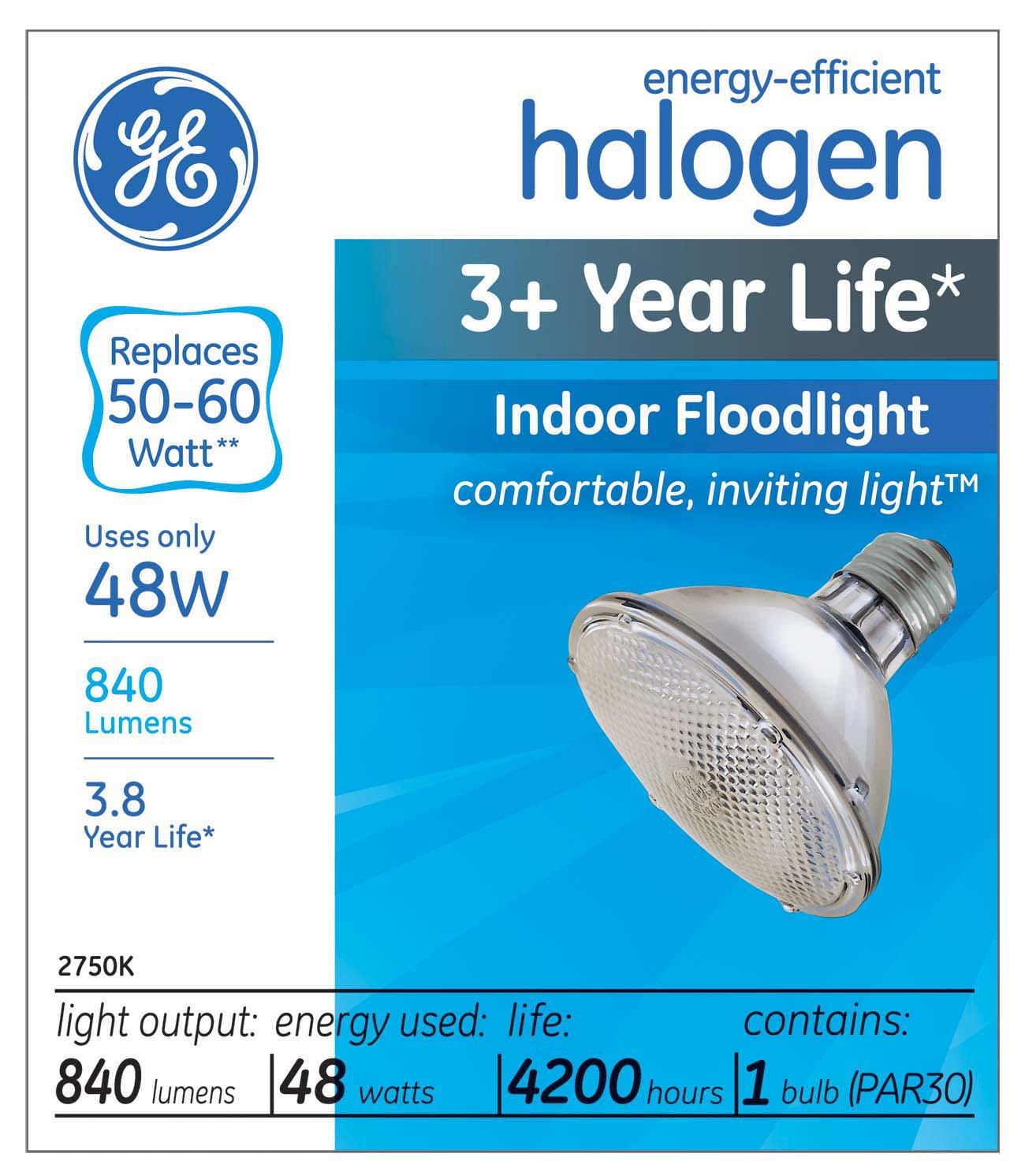 Halogène éconergétique PAR30 GE 48 W – paquet de 1