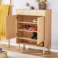 thumbnail image 5 of Multi-functional Modern Minimalist Natural Wood-Colored MDF Shoe Cabinet - Seamlessly Fits into Nordic, Japanese, and Industrial Style Interiors,Product Dimensions: 34.6*13.7*43 inches., 5 of 9
