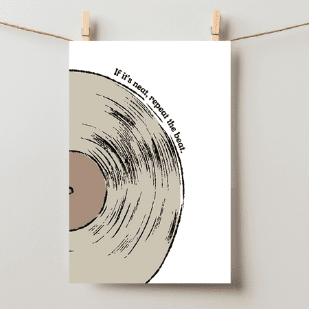 Retro Apartment Vinyl Record Funky Music Vintage Turntable Groovy Audio Unframed Paper Poster 11x14in