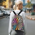 thumbnail image 7 of FORMRS Mini Backpack Purse for Women Quilted Travel Daypack Casual Shoulder Bag, Beige Wavy Plaid, 7 of 7