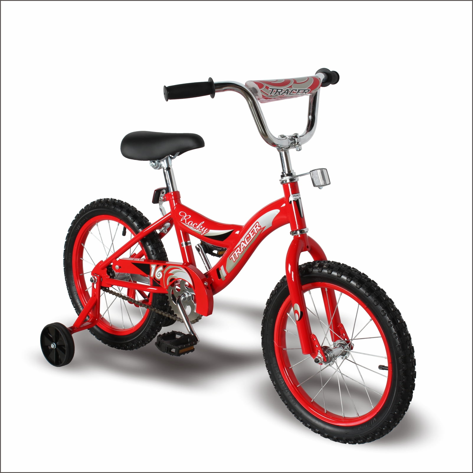 2023 TRACER Rocky 16 inchs BMX Freestyle Kids Bike with Training Wheels for Boys and Girls, Red Color