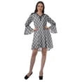 thumbnail image 2 of Moomaya Printed V-Neck Mini Dresses Women Flounce Sleeve Beach Dresses Women, 2 of 6
