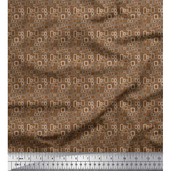 Soimoi Poly Georgette Fabric Rectangle Shirting Print Fabric by The Yard 52 Inch Wide