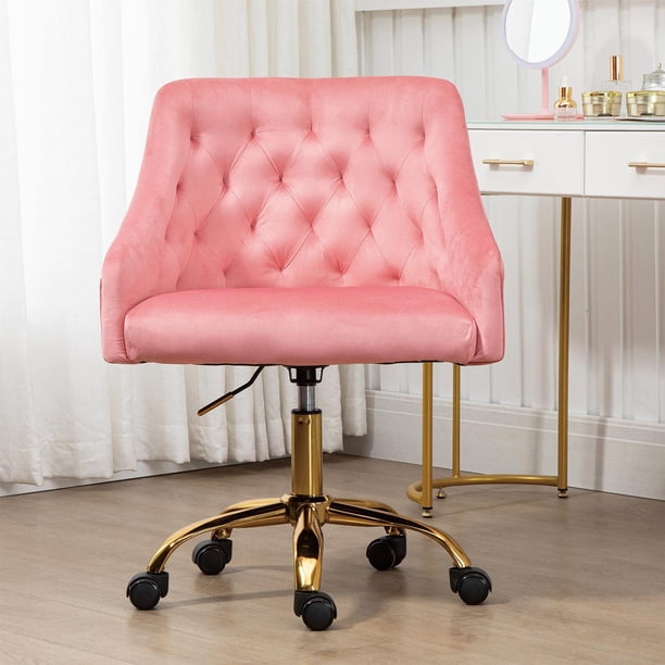 MOJAY Modern Velvet Office Chair with Swivel Function and Adjustable